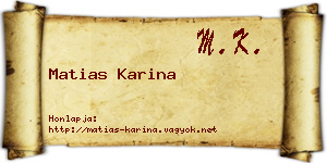 Matias Karina névjegykártya